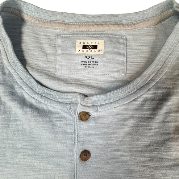 Joseph Abboud Shirt Mens XXL Cotton Henley Round Neck Button Blue Woven B212 - Picture 6 of 9